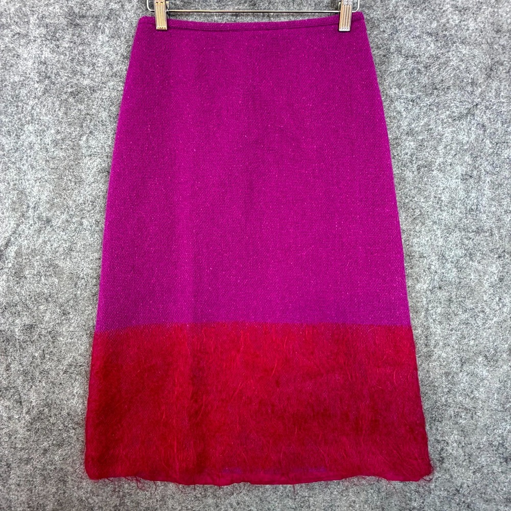 French Connection Skirt Womens 2 Purple Red Fuzzy Dopamine Funky Artsy Mohair